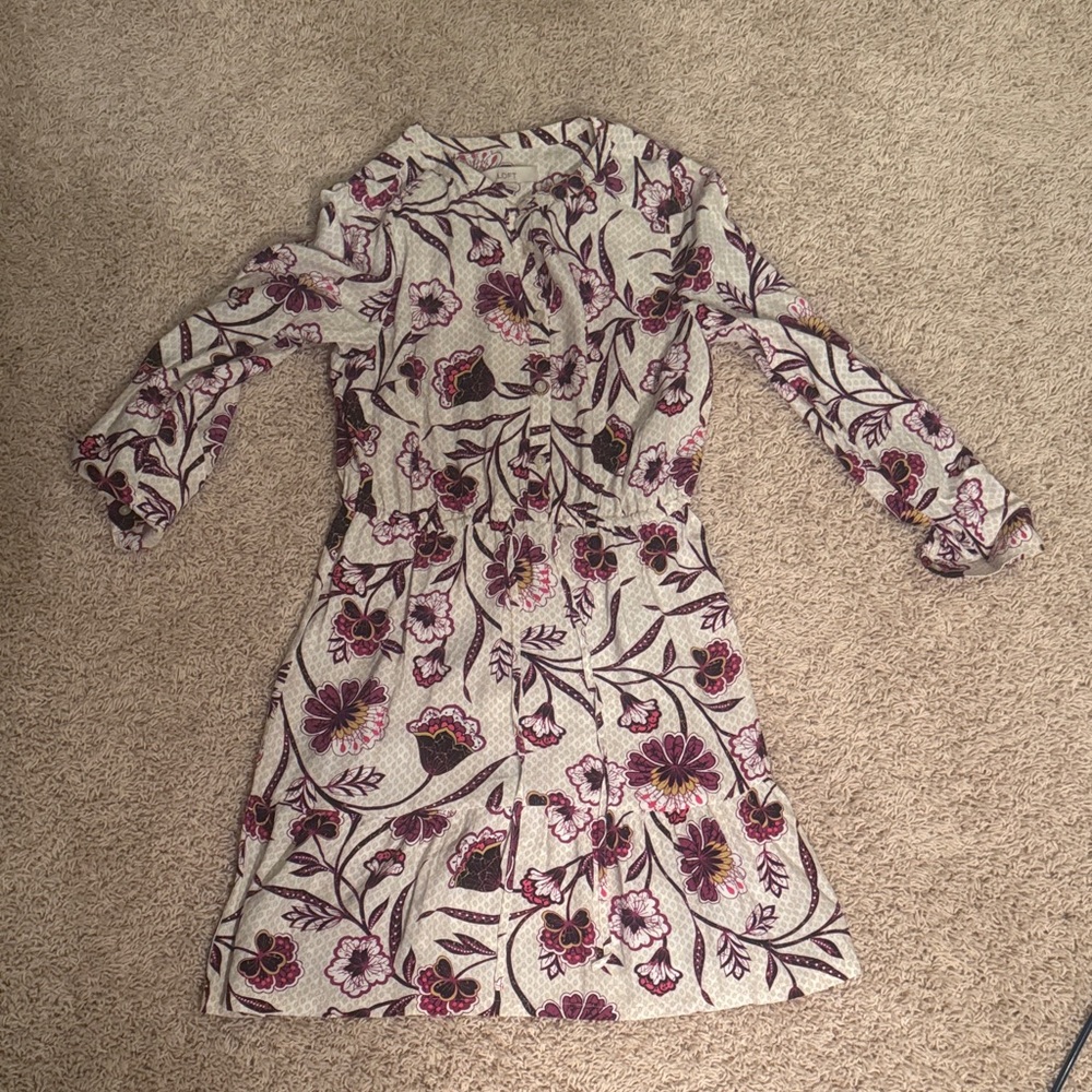 LOFT Purple and Yellow Floral Blouse